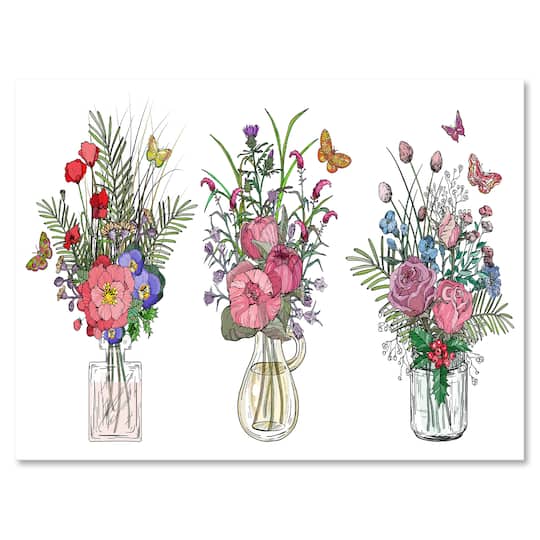 Designart - Bouquets Of Wildflowers In Transparent Vases II